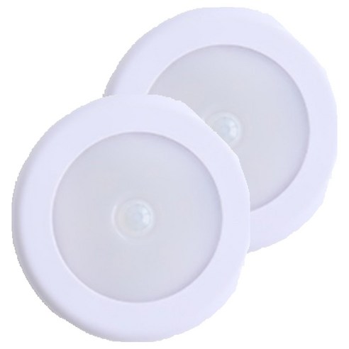 6LED 무선 센서등, 2개, 화이트 + 쿨화이트