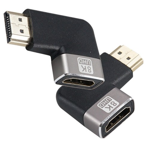 컴스 HDMI 2.1 8K 60Hz UHD 연장젠더 꺾임형 2종 세트, 1세트