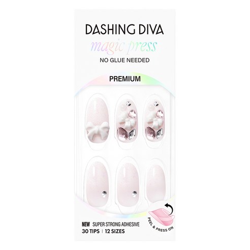 데싱디바 매직프레스 네일팁 멜리 아몬드, 화이트, 1세트