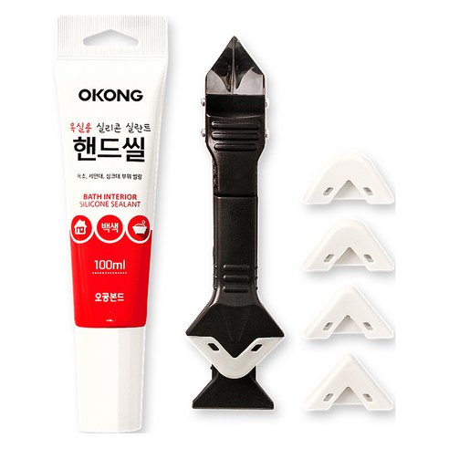 오공 욕실용 핸드씰 백색 100ml + 스크래퍼 세트, 1세트