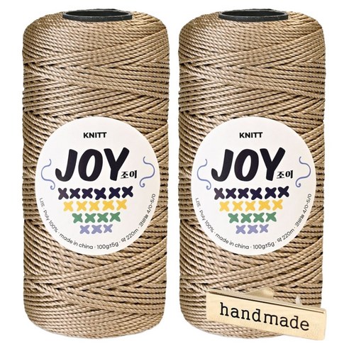 니뜨 조이얀 코바늘 가방뜨기 좋은 PP실 100g x 2p + 핸드메이드 금속라벨 세트, 39 애쉬베이지, 1세트
