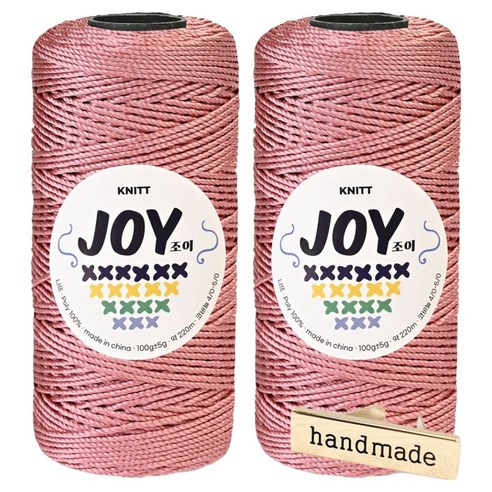 니뜨 조이얀 코바늘 가방뜨기 좋은 PP실 100g x 2p + 핸드메이드 금속라벨 세트, 27 인디핑크, 1세트