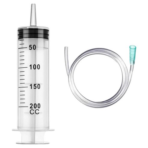 다온셀렉트 공업용 대형 주사기 200ml 호스 1m, 혼합색상, 1개