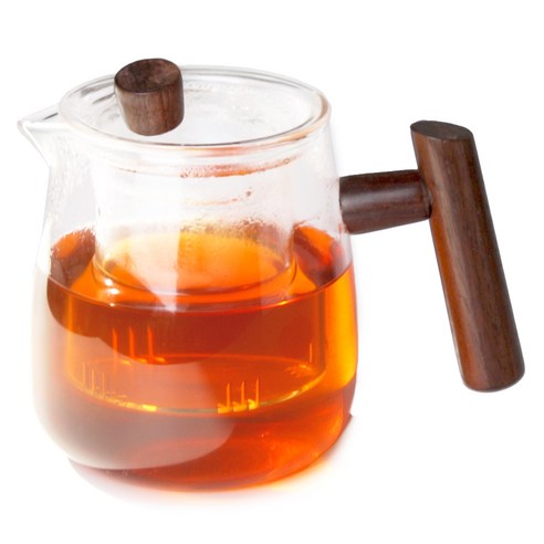 코빙 TEAUS 우드그립 글라스티팟 유리티포트 손잡이 차주전자 내열 티메이커, 500ml, 1개