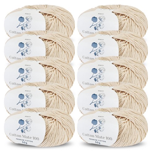 니뜨 코튼 메이트 100 부드러운 뜨개실 50g, 25 오트베이지, 10개