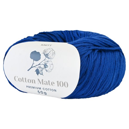 니뜨 코튼 메이트 100 부드러운 뜨개실 50g, 24 블루, 1개