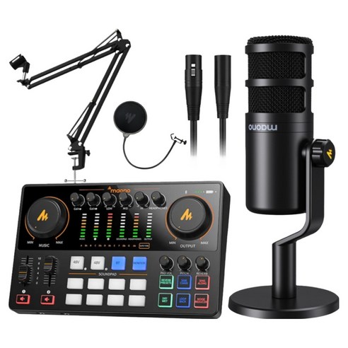 마오노 캐스터 AME2 Gen2 오디오 인터페이스 + 마이크 + 팝필터 + 스탠드 세트, 마이크(PD100) + 스탠드(BA20) + 팝필터(PF150F), 블랙