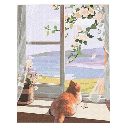 플레이어바웃 DIY 명화 유화 그림그리기 세트 40 x 50 cm, 고양이의 오후, 1세트