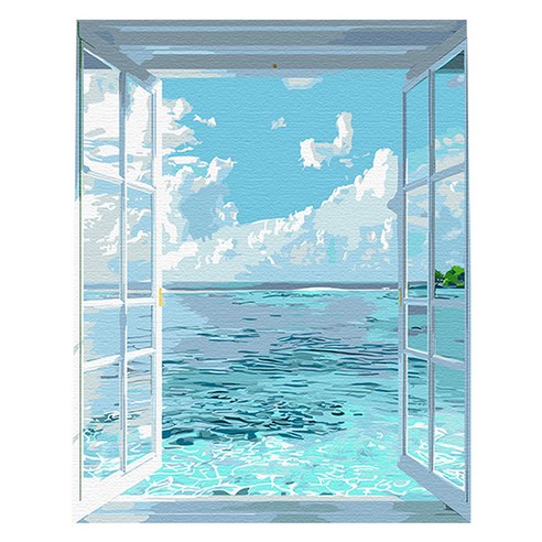 플레이어바웃 DIY 명화 유화 그림그리기 세트 40 x 50 cm, 창문의 해변, 1세트