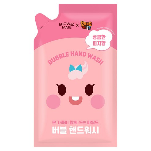 샤워메이트 브레드이발소 버블 핸드워시 마카롱 리필, 피치향, 450ml, 1개