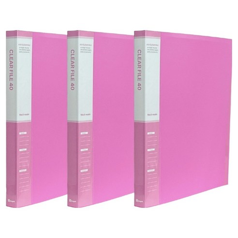 영오 웰메이드 클리어파일 40p, 분홍, 3개