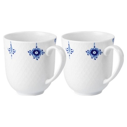 로얄코펜하겐 팔메테 블로썸 머그컵 280ml, 블루 + 화이트, 2개