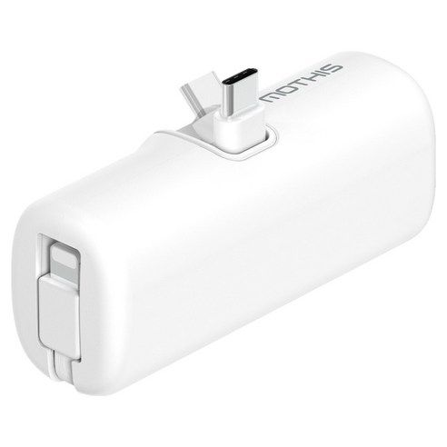 모디스 도킹형 접이식 C타입 일체형 미니 보조배터리 5000mAh + 8핀 일체형 케이블, 화이트, SPE-DA5GPQ3LCP8