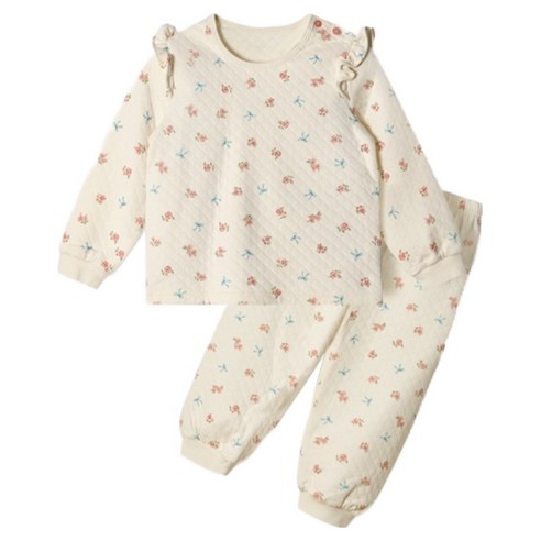 유니프랜드 릴리 삼중지 보온 면 9부 상하 내의 세트 사이즈, 90, 색상, 아이보리 섬네일