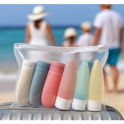 벨리안 여행용 샴푸 바디워시 공병 60ml x 6종 + 파우치 20 x 13 x 6 cm 세트 이미지 3