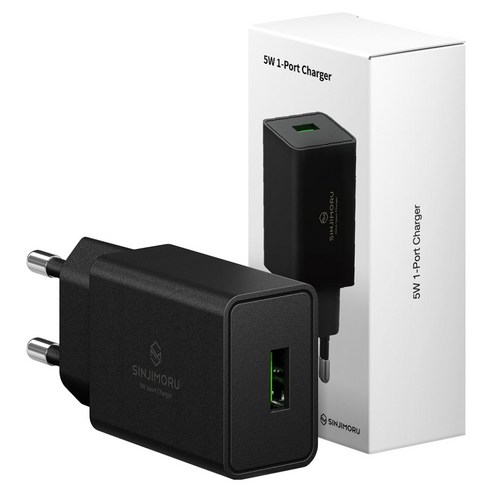 신지모루 전압 전력보호 USB 휴대폰 충전기, 블랙, 1개