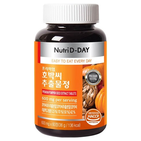 뉴트리디데이 프리미엄 호박씨추출물정 60p, 36g, 1개