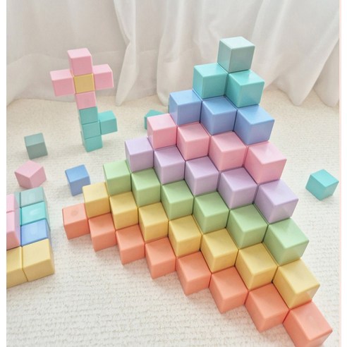 벨베이비 네모 자석블럭의 다양한 파스텔 색상 구성