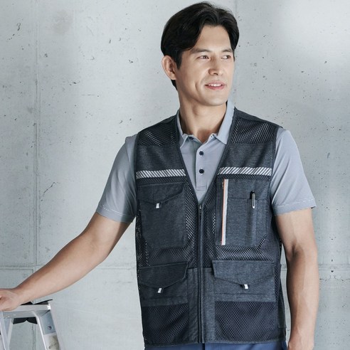 지벤 ZB-V1823 전체적으로 메쉬를 사용해 무더운 여름철 통기성이 좋아 시원하게 착용가능함. 조끼, GRAY, 1개