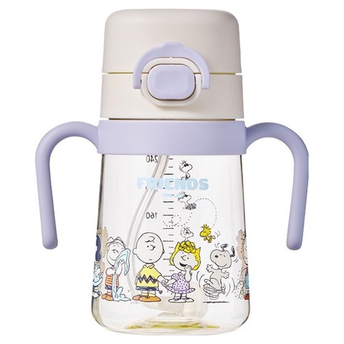 락앤락 피너츠 유아용 스누피 리틀럽 원터치 PPSU 양손 빨대컵, 아이보리, 1개, 310ml