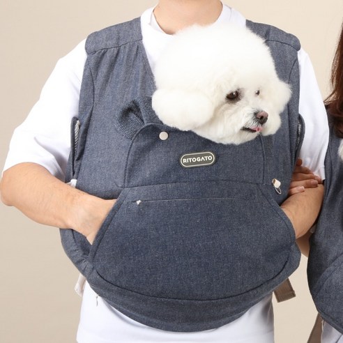 리토가토 강아지 보들리 쿨라우드 앞가방, 데님 블루, 1개
