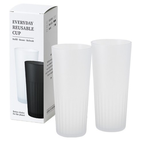 레스이즈모어 매일 쓰는 리유저블 컵, 클리어, 2개, 500ml