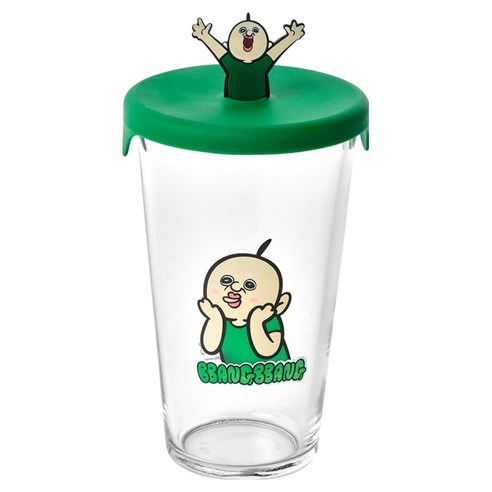 글라스락 빵빵이의 일상 빨대 구멍 속 메롱컵 500ml, 투명, 1개