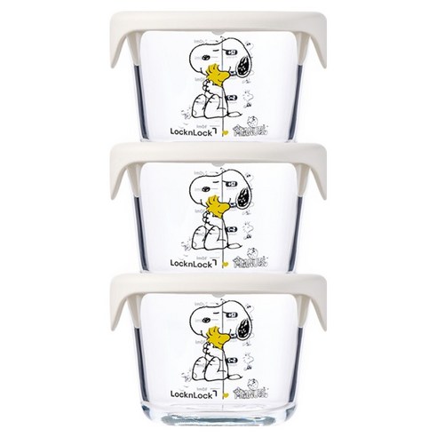 락앤락 피너츠 스누피 리틀럽 이유식 용기 3p, 아이보리, 1개, 260ml