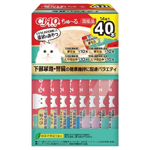 챠오츄르 하부요로 신장건강케어 버라이어티 SC-4261 40P, 혼합맛(참치/닭가슴살), 560g, 1개