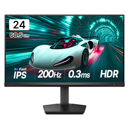 필립스 FHD 에브니아 200 FAST IPS 프리싱크 AI HDR 게이밍 무결점 모니터, 24M2N3200FQ, 60.5cm