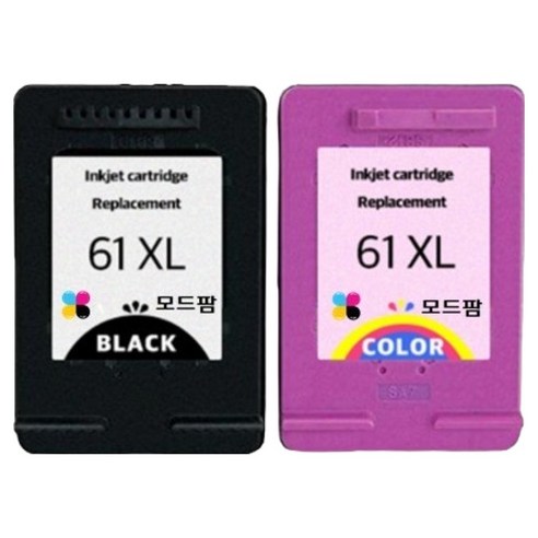 모드팜 HP DeskJet 1510 1050 1000 2050 2540 프린터용 대용량 HP 61 XL 호환 잉크 2종 세트 HP 61 XL, 블랙, 컬러, 1세트
