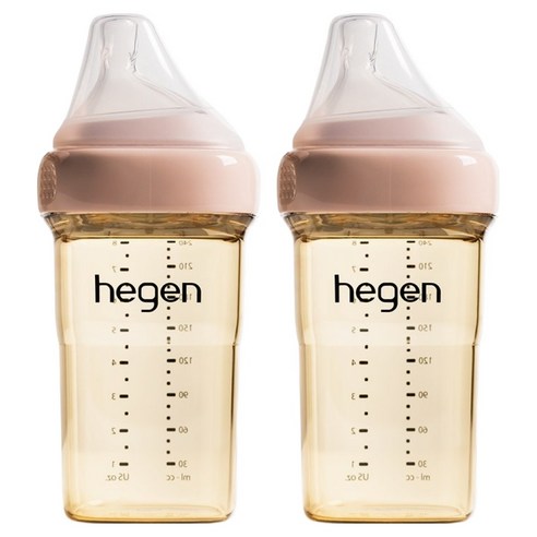 헤겐 애착젖병 PPSU + 꼭지 세트, 핑크, 240ml, 2개