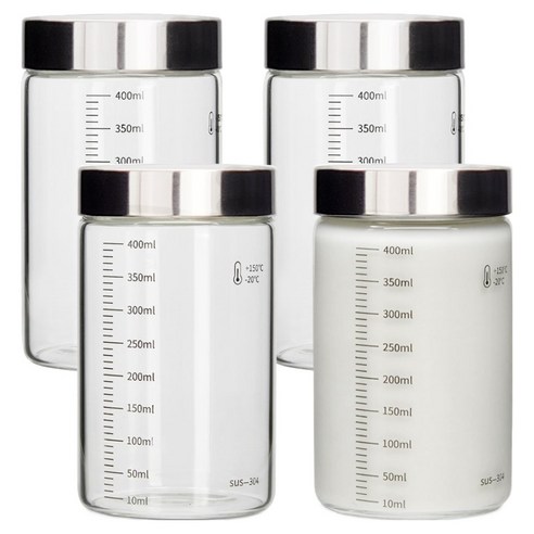 미르코리아 눈금 내열유리병, 400ml, 4개
