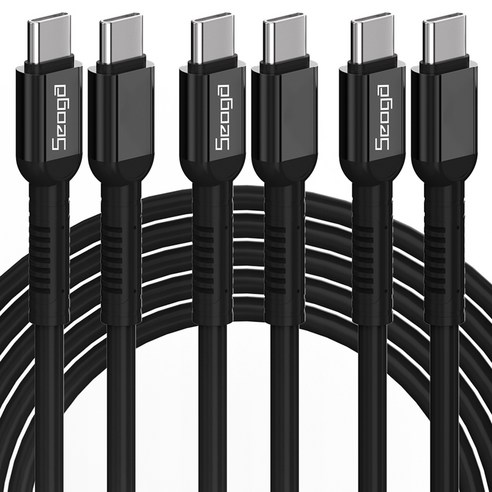 서가 메탈 고강도 초고속 충전 케이블 C to C PD 60W, 3m, 블랙, 3개