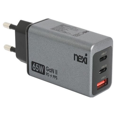 넥시 GaN II USB PD-PPS 초고속 충전기 65w NX1282, 그레이, 1개