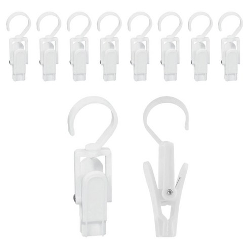 TheLiving 회전식 다용도 후크 집게 고리, 화이트, 10개