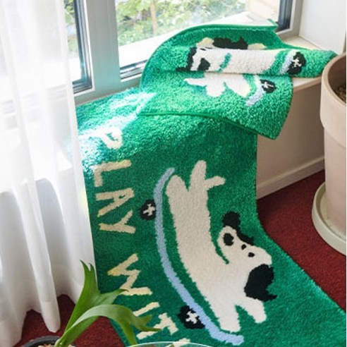 쁘리엘르 보들보들 자카드 미끄럼방지 키친 욕실 발매트 후기 분석 - 욕실 앞 배치 모습