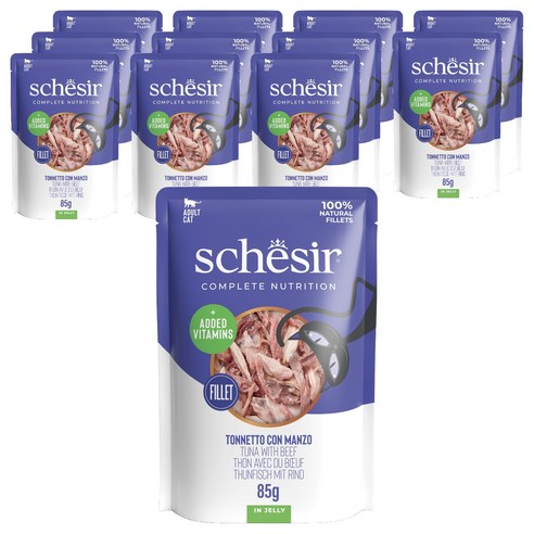 스케지어 어덜트 고양이 주식 파우치, 85g, 12개, 소+참치
