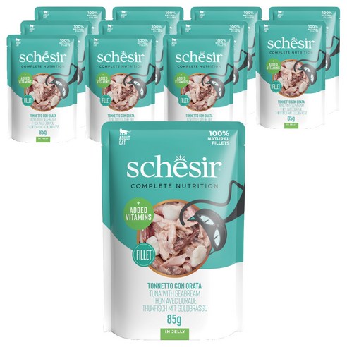 스케지어 어덜트 고양이 주식 파우치, 85g, 12개, 참치+도미
