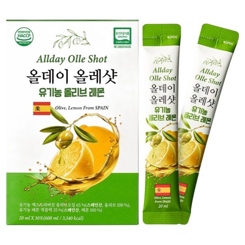 엔젯오리진 올레샷 유기농 엑스트라버진 올리브오일 레몬즙 스틱 30p, 1개, 600ml
