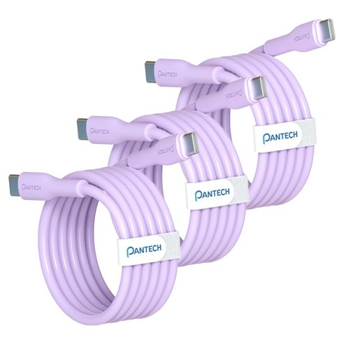 팬택 45W C타입-C타입 초고속 파스텔 케이블, 퍼플, 3개, 2m