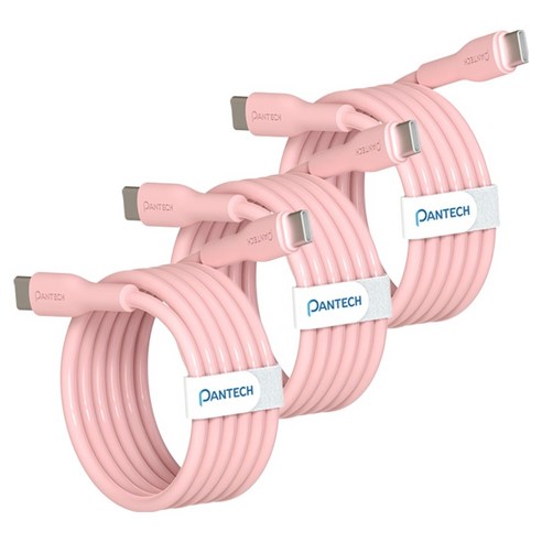 팬택 45W C타입-C타입 초고속 파스텔 케이블, 핑크, 3개, 2m