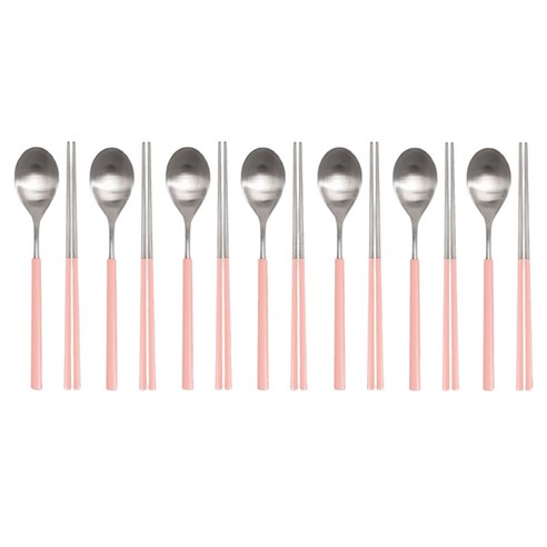 라온누리 스크래치 없는 델라 올스텐 컬러 수저 7벌 세트, 피치핑크, 숟가락 7p + 젓가락 7p, 1세트