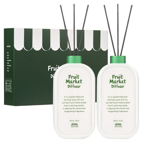 에이로마 후르츠마켓 디퓨저 550ml x 2p 선물 세트, 리치, 1세트 리치, 1세트