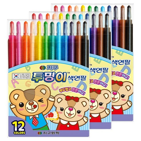지구화학 투명이 색연필 세트, 12색, 3개