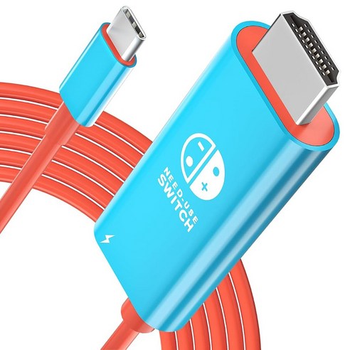 베이직기어 닌텐도 스위치2 미니독 4K 60Hz 지원 TV연결 PD100W 충전 HDMI 케이블, 1개, 블루 + 레드