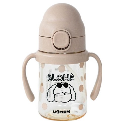유비맘 유아용 PPSU 원터치 빨대컵 알로하몽이, 200ml, 1개, 초코