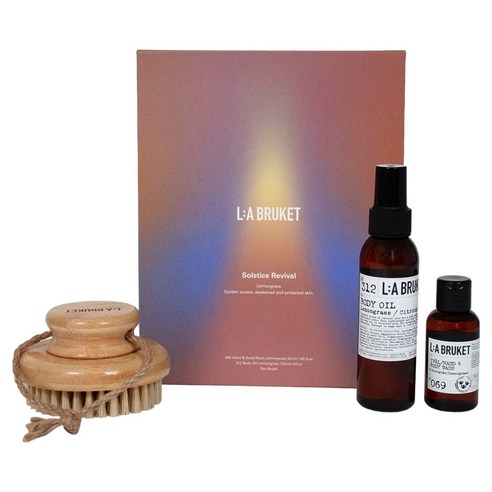 라부르켓 솔스티스 리바이벌 핸드 & 바디 워시 + 바디 오일 + 드라이 브러쉬 세트 레몬그라스, 1세트