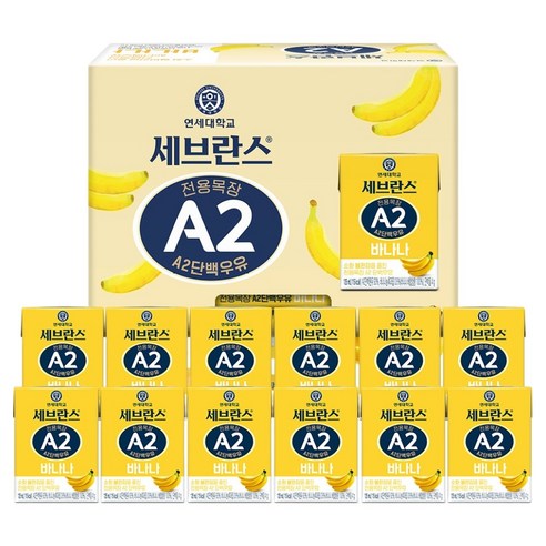 세브란스에이투 전용목장 단백우유 바나나, 125ml, 12개