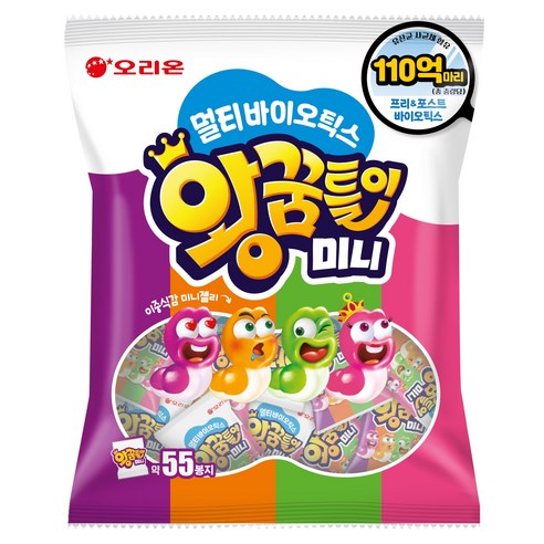 오리온 멀티바이오틱스 왕꿈틀이 미니 젤리 55개입, 577.5g, 1개